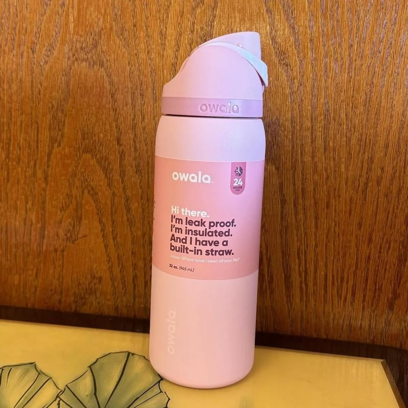 Owala FreeSip Water Bottle β Rosy Dream Color, 24-Hour Insulated Stainless Steel with 2-in-1 Straw | Stylish Hydration for Everyday Use & Gifting