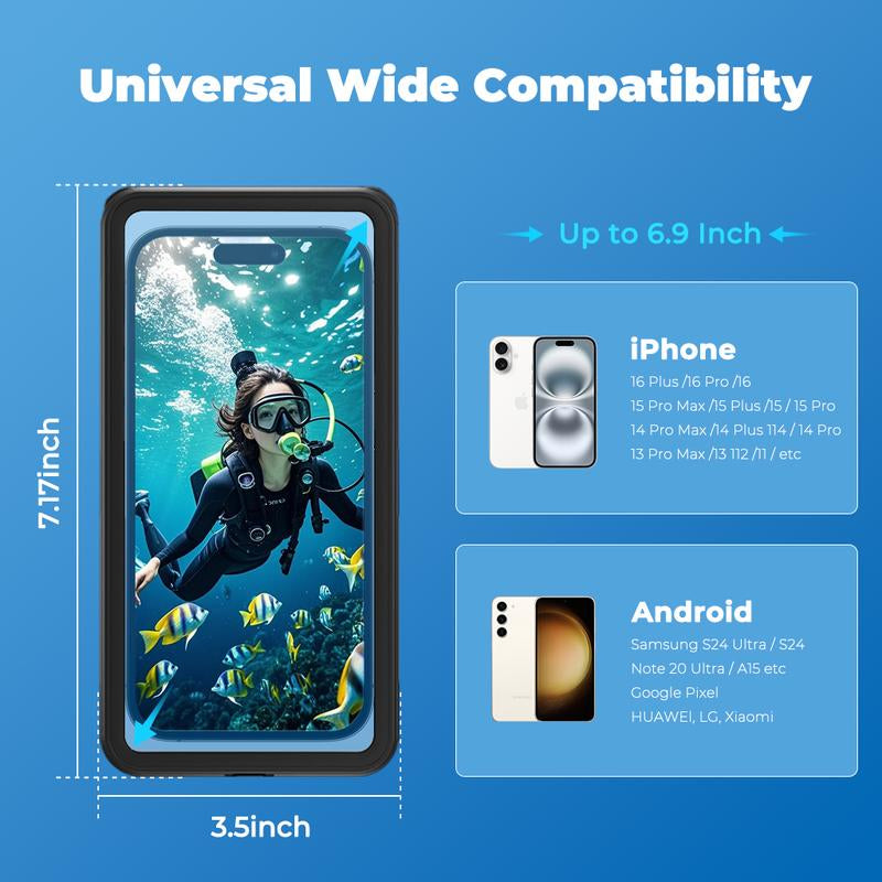 IPX8 Waterproof Phone Case β 360Β° Full Protection for iPhone 16/15 & Galaxy S24 (Snorkeling, Diving, Beach Use)