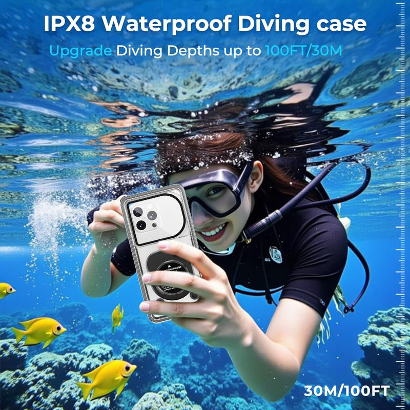 IPX8 Waterproof Phone Case β 360Β° Full Protection for iPhone 16/15 & Galaxy S24 (Snorkeling, Diving, Beach Use)