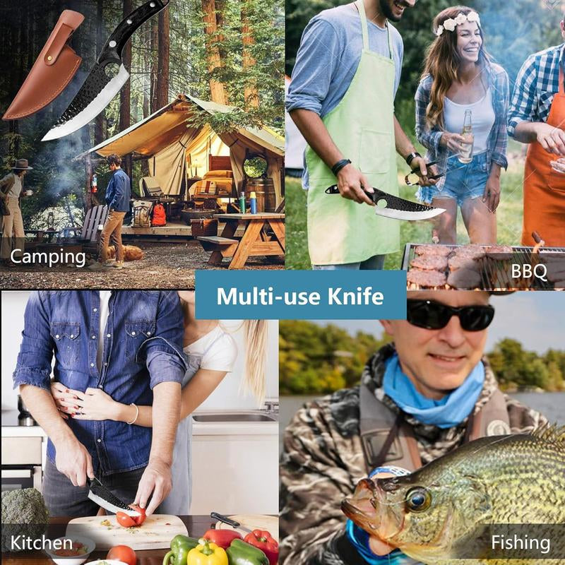Professional Boning Knife β Precision Butcher Tool with Curved Scimitar Blade & Safety Cover | Ideal for Meat Cutting & Skinning