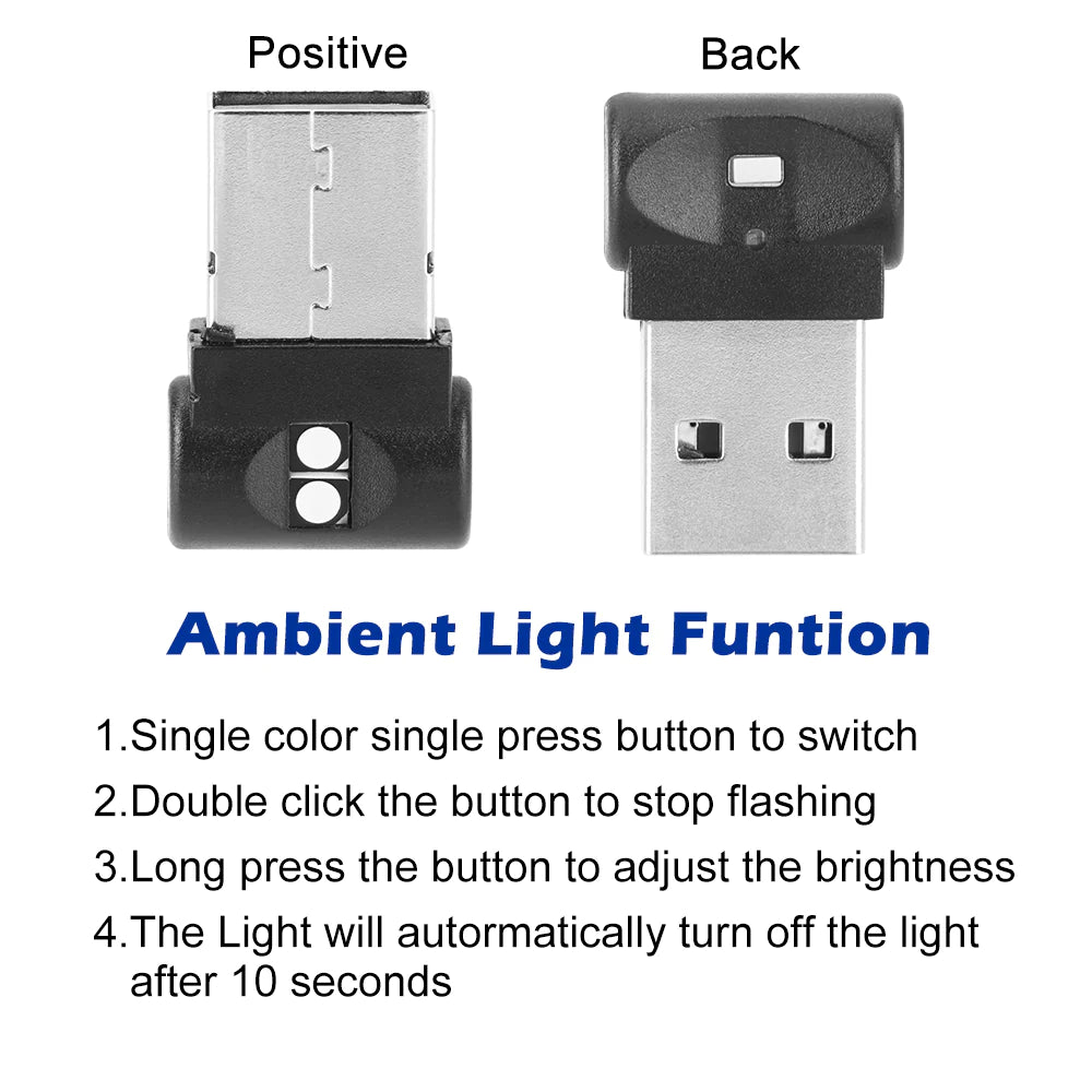 Mini RGB USB Car LED Light β Interior Atmosphere Lamp