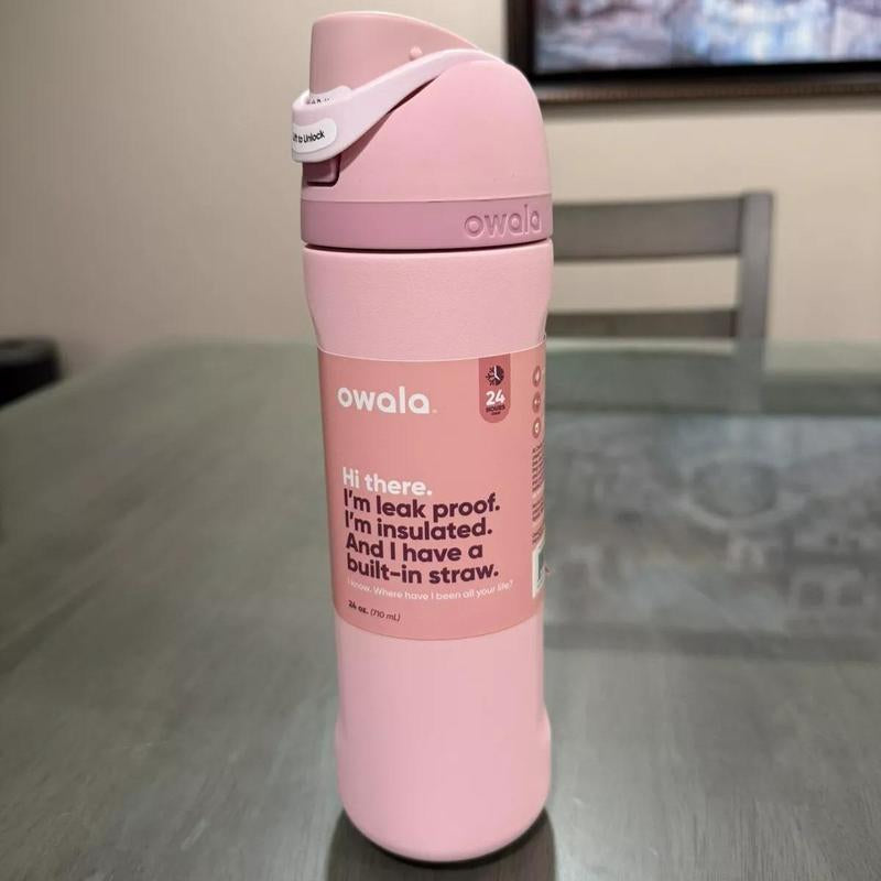Owala FreeSip Water Bottle β Rosy Dream Color, 24-Hour Insulated Stainless Steel with 2-in-1 Straw | Stylish Hydration for Everyday Use & Gifting