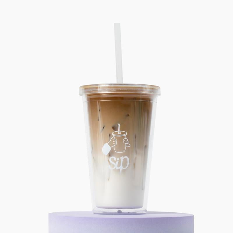 Leak-Proof Reusable Cup β 16oz Dual-Wall Clear Tumbler with Lid | Eco-Friendly Iced Drink Cup for On-the-Go Use