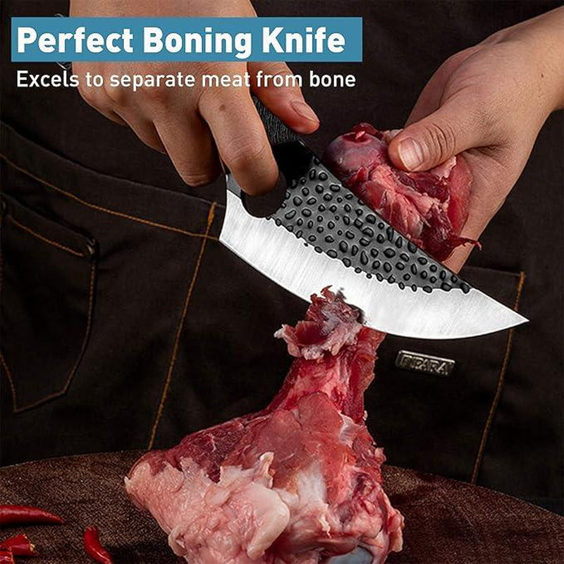 Professional Boning Knife β Precision Butcher Tool with Curved Scimitar Blade & Safety Cover | Ideal for Meat Cutting & Skinning