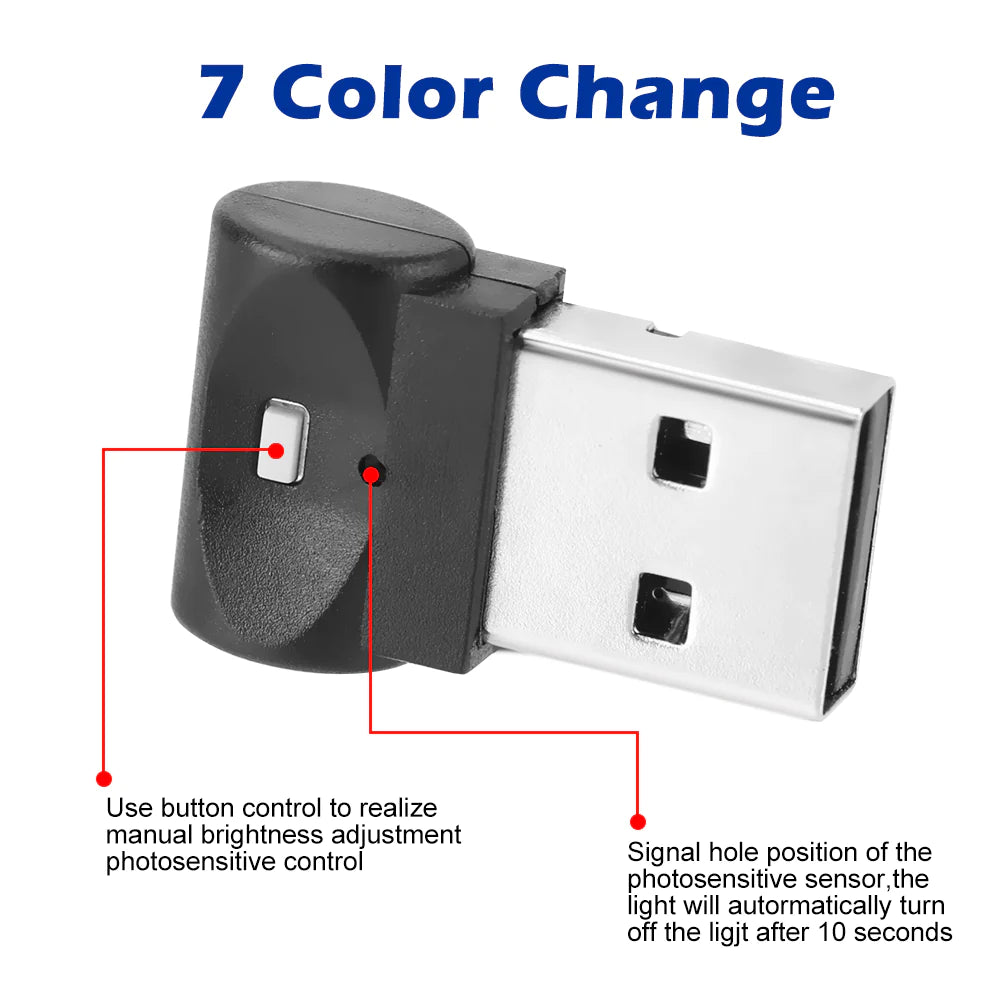 Mini RGB USB Car LED Light β Interior Atmosphere Lamp