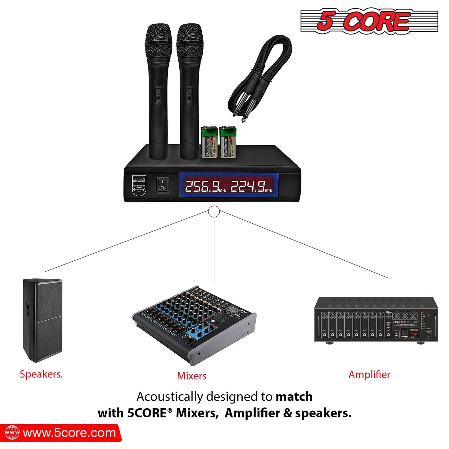 Wireless Dual Microphone System β 100FT Range VHF for Karaoke & Events