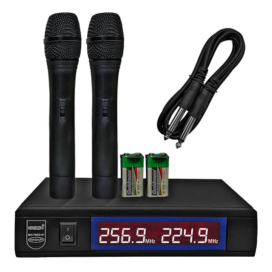 Wireless Dual Microphone System – 100FT Range VHF for Karaoke & Events