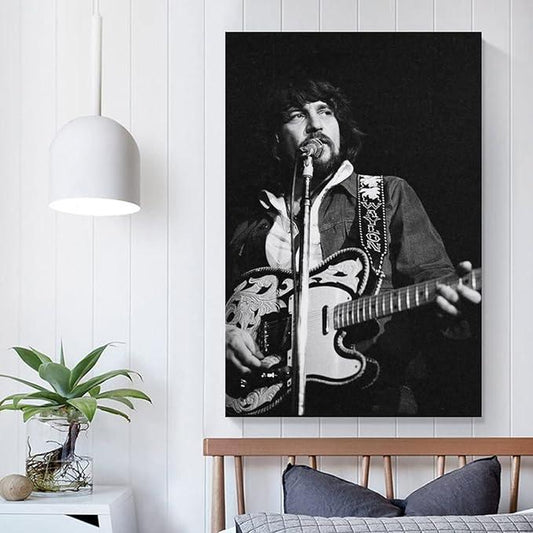 Waylon Jennings Retro Poster – Country Music Wall Art | Vintage Guitar Print for Studio, Bar or Home Decor