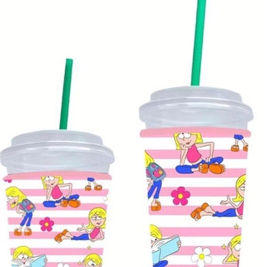 Reusable Coffee Cup Sleeve – “What Dreams Are Made Of” Fabric Wrap | Retro Iced Drink Cozy Gift for Coffee Lovers (Y2K Style)
