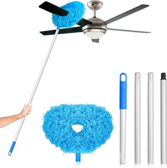 Ceiling Fan Duster with Extendable Pole – Reusable Microfiber Blade Cleaner (13" to 49.7") | Ideal for Fans, Walls, Furniture & Windows