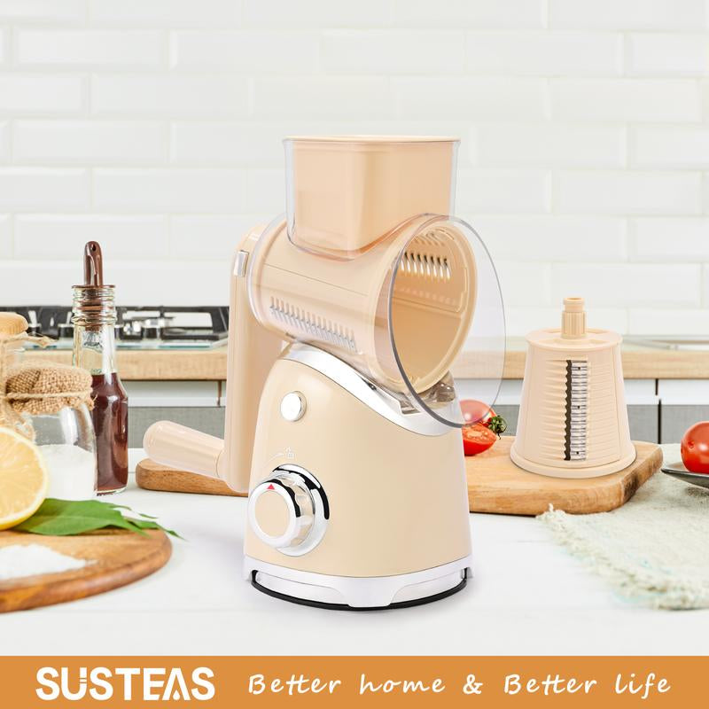 SUSTEAS Vegetable Chopper – Stainless Steel Kitchen Slicer with 6 Interchangeable Blades & Suction Base | Easy-Clean Design for Fast, Efficient Meal Prep