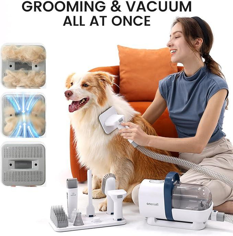 Pet Grooming Vacuum Kit (1.5L) – Low-Noise Clipper & Brush with 99% Hair Suction and Easy-Clean Design