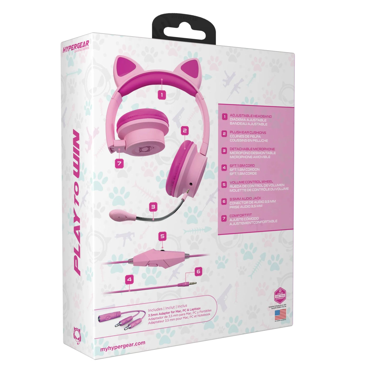 Cute Gaming Headset with Mic – RGB Kitty Ears by HyperGear