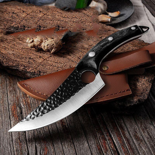 Professional Boning Knife – Precision Butcher Tool with Curved Scimitar Blade & Safety Cover | Ideal for Meat Cutting & Skinning