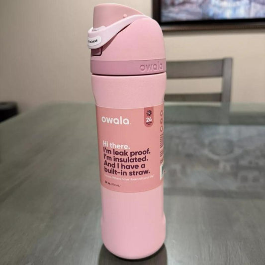 Owala FreeSip Water Bottle – Rosy Dream Color, 24-Hour Insulated Stainless Steel with 2-in-1 Straw | Stylish Hydration for Everyday Use & Gifting