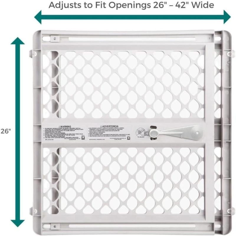 Adjustable Dog Gate (26"-42") – Pressure-Mounted or Swing Door Pet Gate for Doorways (26" Tall, Gray)