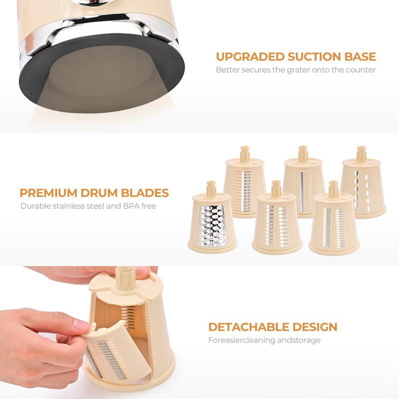 SUSTEAS Vegetable Chopper – Stainless Steel Kitchen Slicer with 6 Interchangeable Blades & Suction Base | Easy-Clean Design for Fast, Efficient Meal Prep