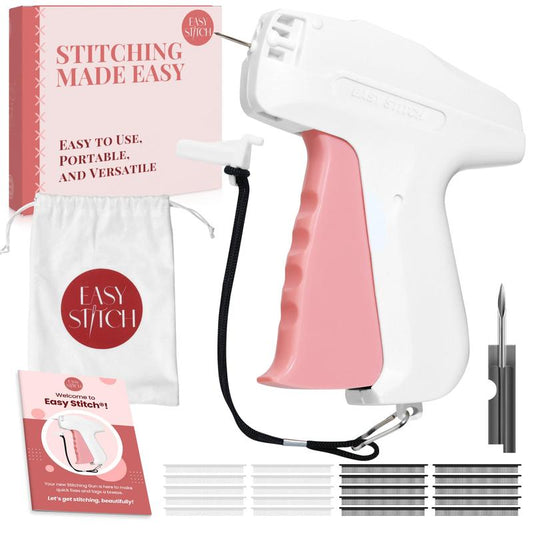 Easy Stitch Tagging Gun – Quick Fix Tool for Clothing, Quilting & Sewing | Includes 2000 Fasteners, Drawstring Bag & Manual