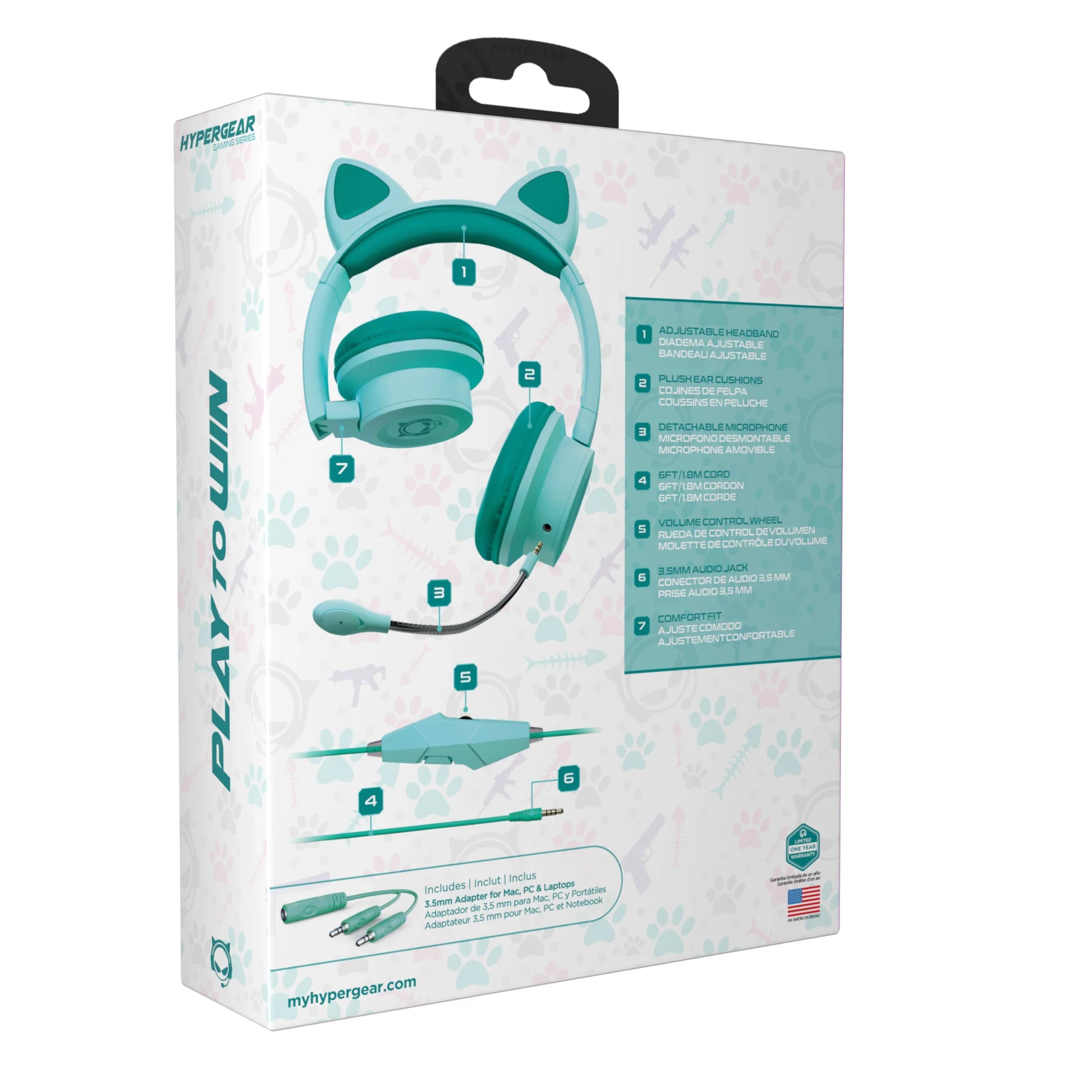 Cute Gaming Headset with Mic – RGB Kitty Ears by HyperGear
